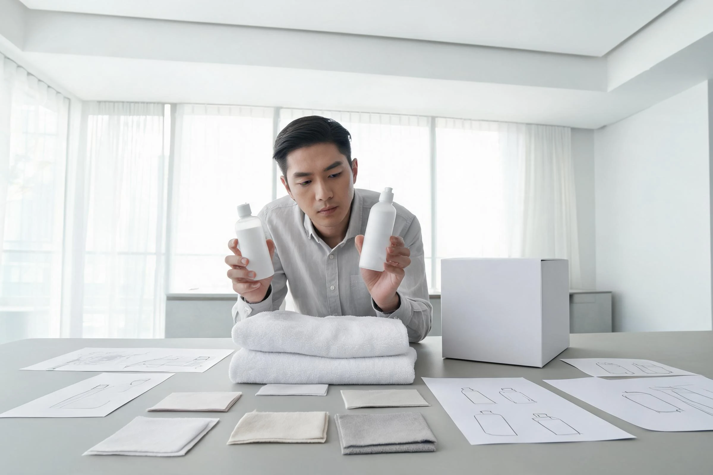 Hotel supplies being reviewed during product development