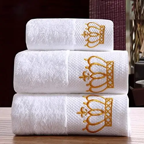 Toallas de Ba&ntilde;o Reales de Lujo con Corona 100% Algod&oacute;n Secado R&aacute;pido y T&eacute;cnica de Tejido Comprimido Color S&oacute;lido para Hoteles Desechables