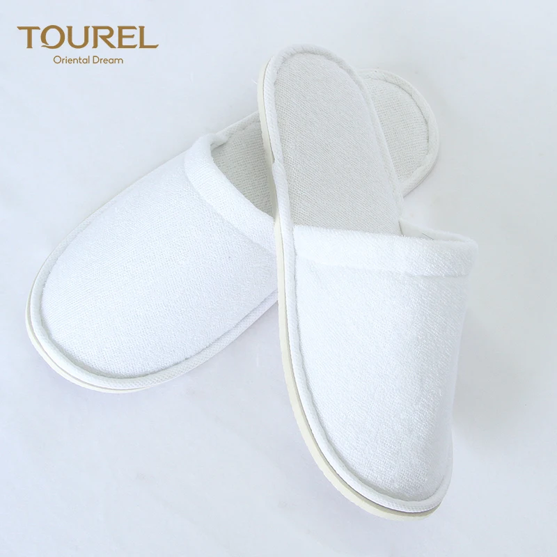 Oem Wholesale Custom Logo Cheap White Disposable Soft Portable Eco-friendly Non-slip Spa Hotel Slippers