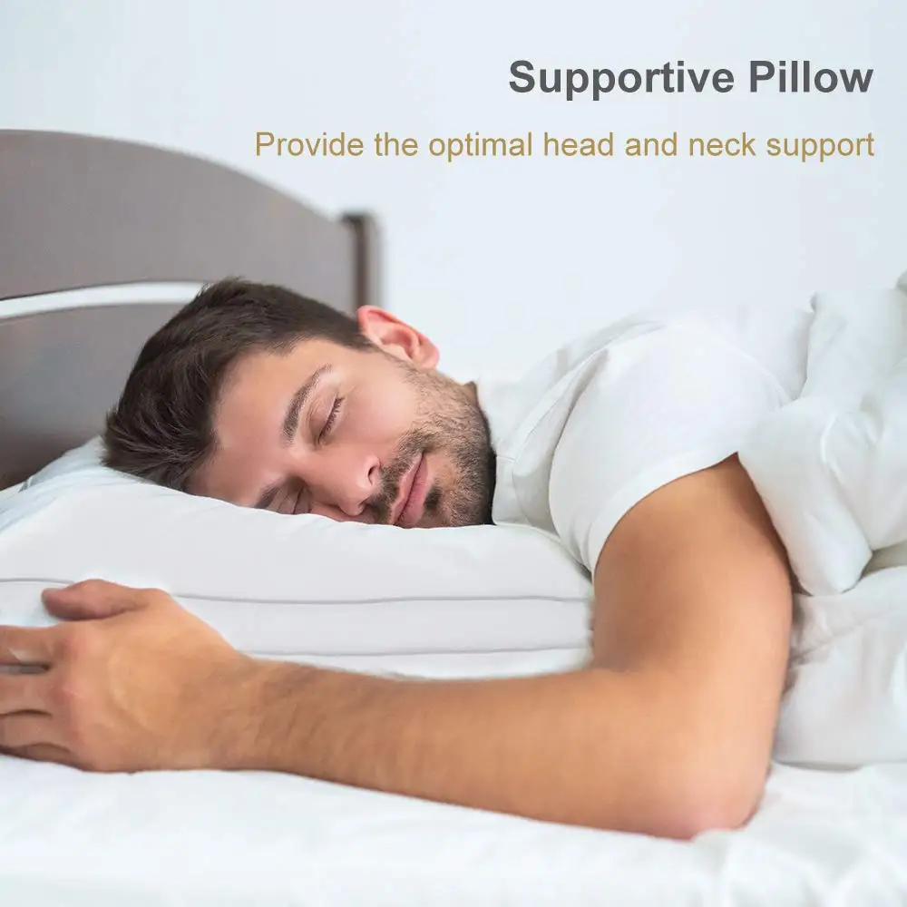 Natural Goose Down Feather 100% Cotton Pillow Hotel For Sleeping Down Custom Travel Pillow