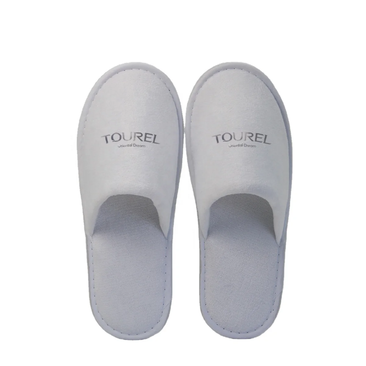 Zapatilla de hotel desechable de lujo con logotipo personalizado, terciopelo de coral, suela antideslizante, 100% biodegradable, al por mayor
