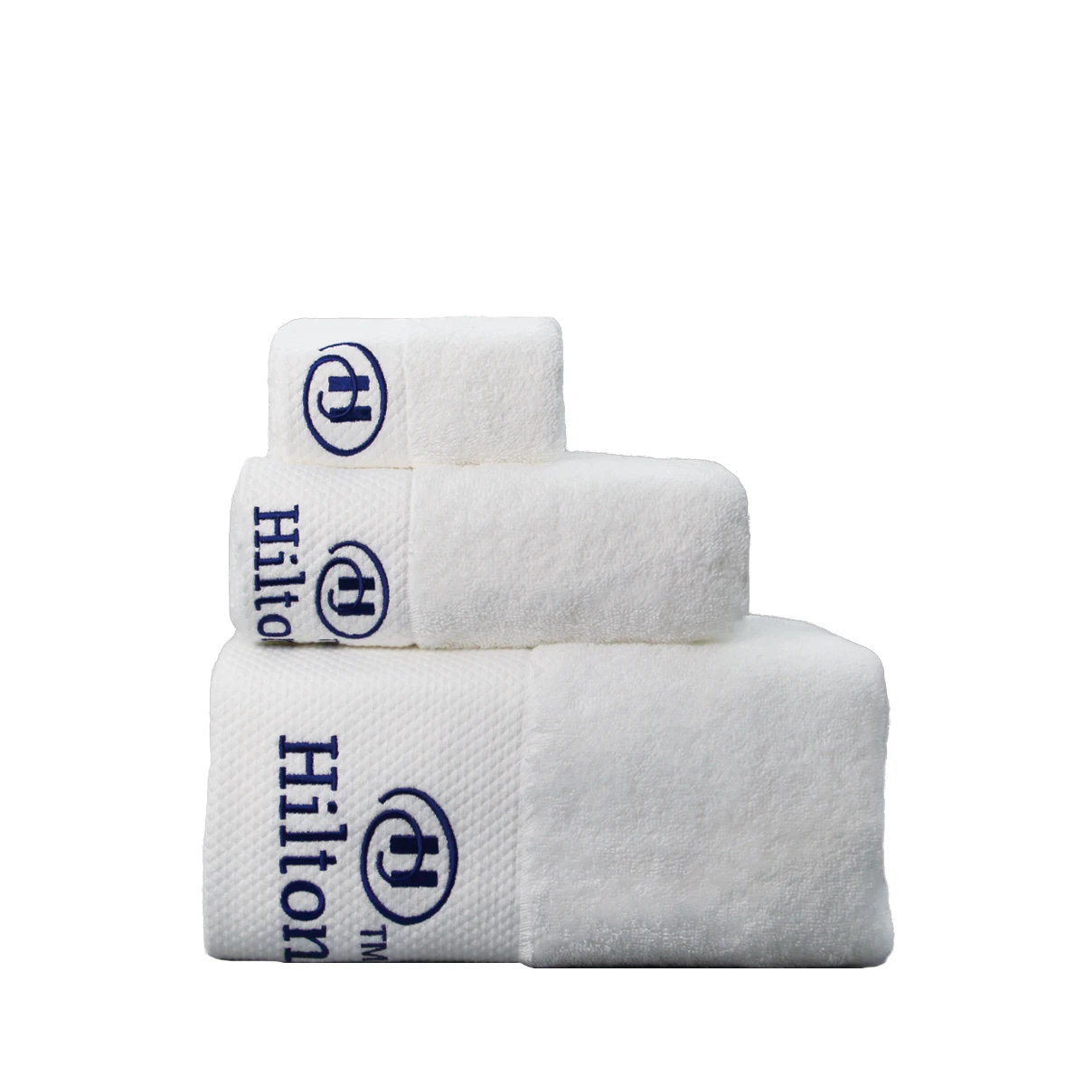 Customized Embroidered Logo White Towels Sets Hotel Quality A Towel Hilton Bath Towels Cotton 70 140