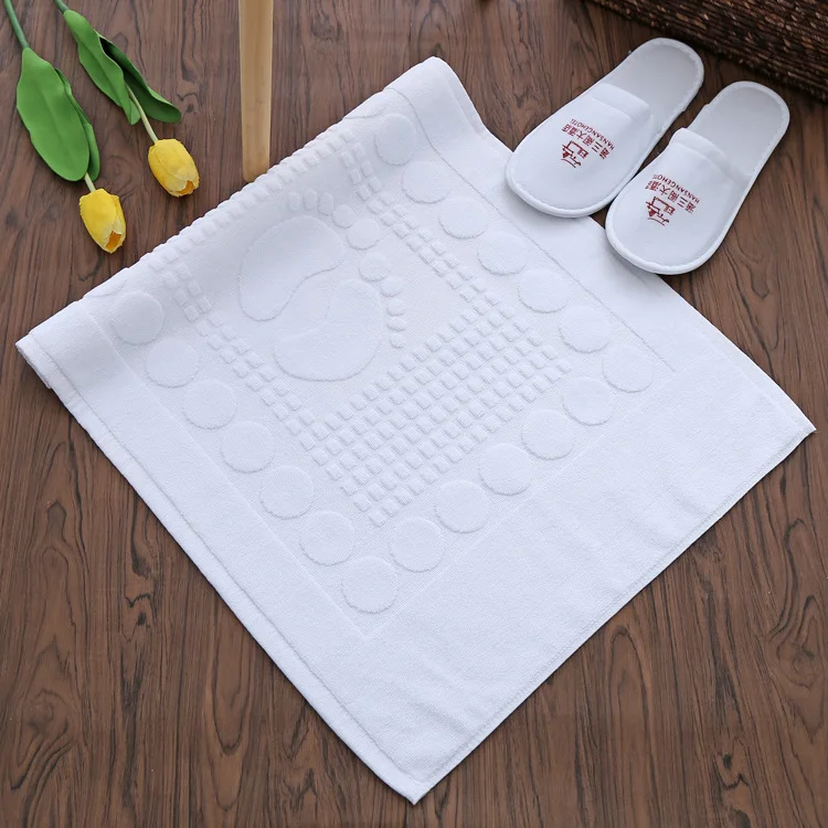 3-5 Star Hotel White Cotton Hotel Bath Floor Mat Bath Foot Towel Bathroom Floor Towel