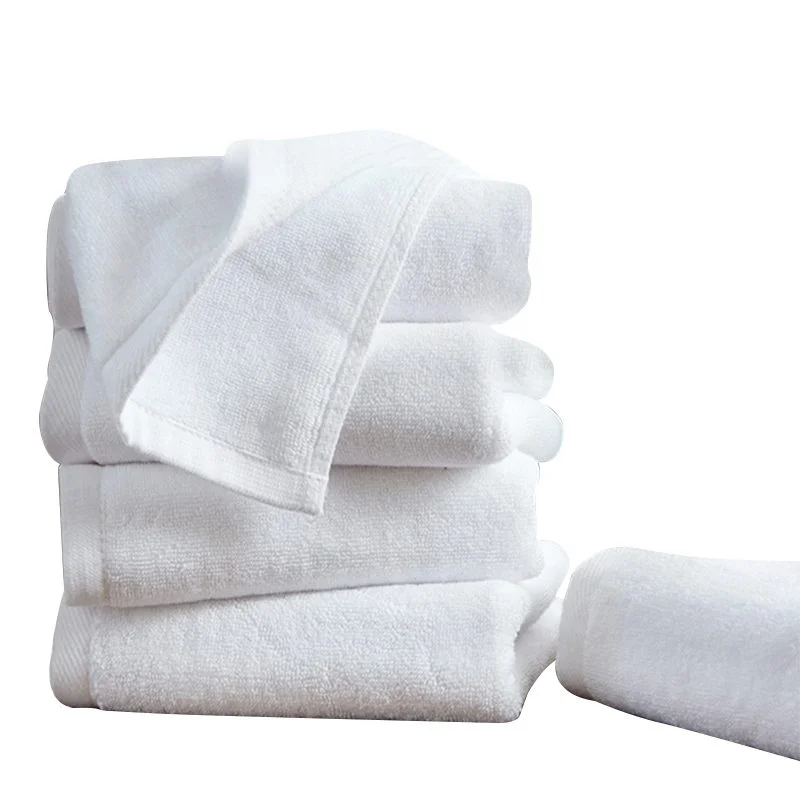 Lot 100-200cm Serviette de bain blanche pour h&ocirc;tel, lot de 4 Premium 100 % coton, ensemble de serviettes de bain et de visage pour salle de bain d&rsquo;h&ocirc;tel