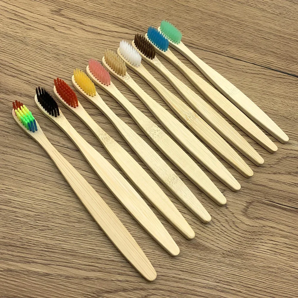 100% Biodegradable Eco-friendly Bamboo Toothbrush Soft Bristle Disposable For Home Use