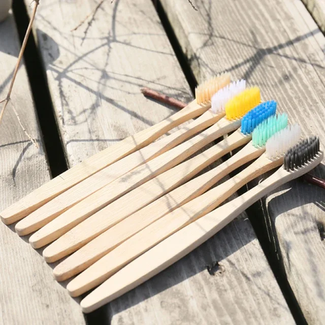 100% Eco-friendly Bamboo Toothbrush For Adults Soft Bristles For Home Use