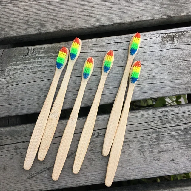 Eco-friendly Bamboo Reusable Toothbrush For Adults Portable Wooden Soft Tooth Brush Nylon Charcoal For Home Travel Hotel