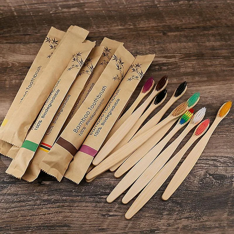 Eco-friendly Bamboo Reusable Toothbrush For Adults Portable Wooden Soft Tooth Brush Nylon Charcoal For Home Travel Hotel