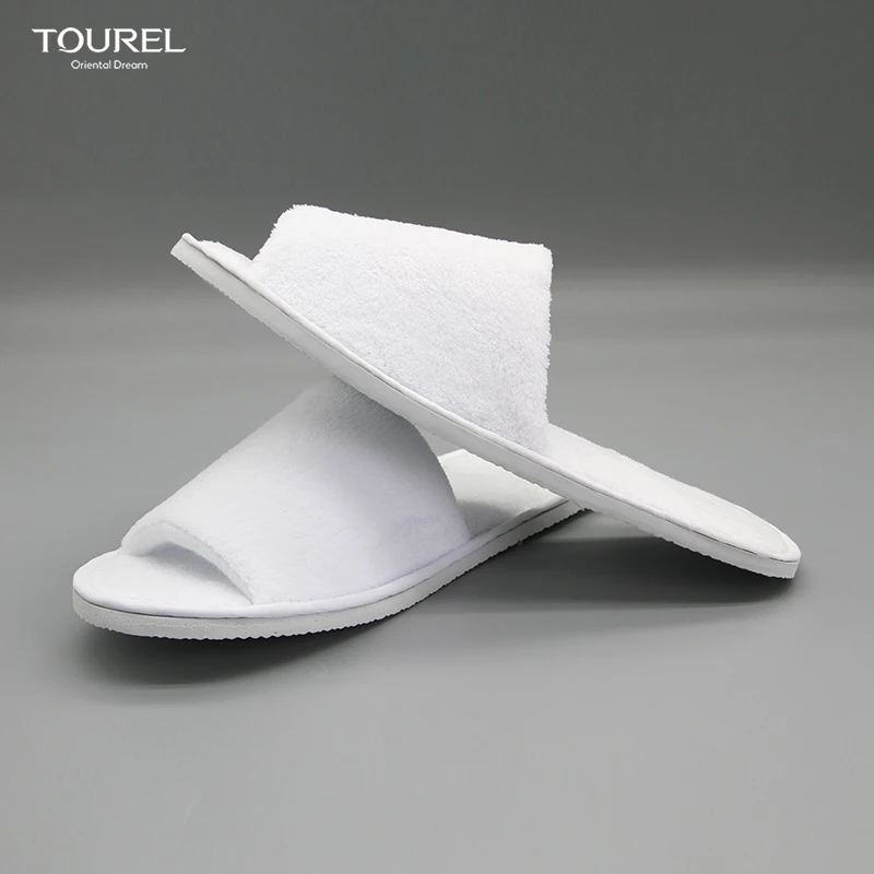 Wholesale Light Weight Cotton Coral Fleece Disposable Hotel Slippers Non-slip Eva Sole Spa Customization Logo Cheap Comfortable