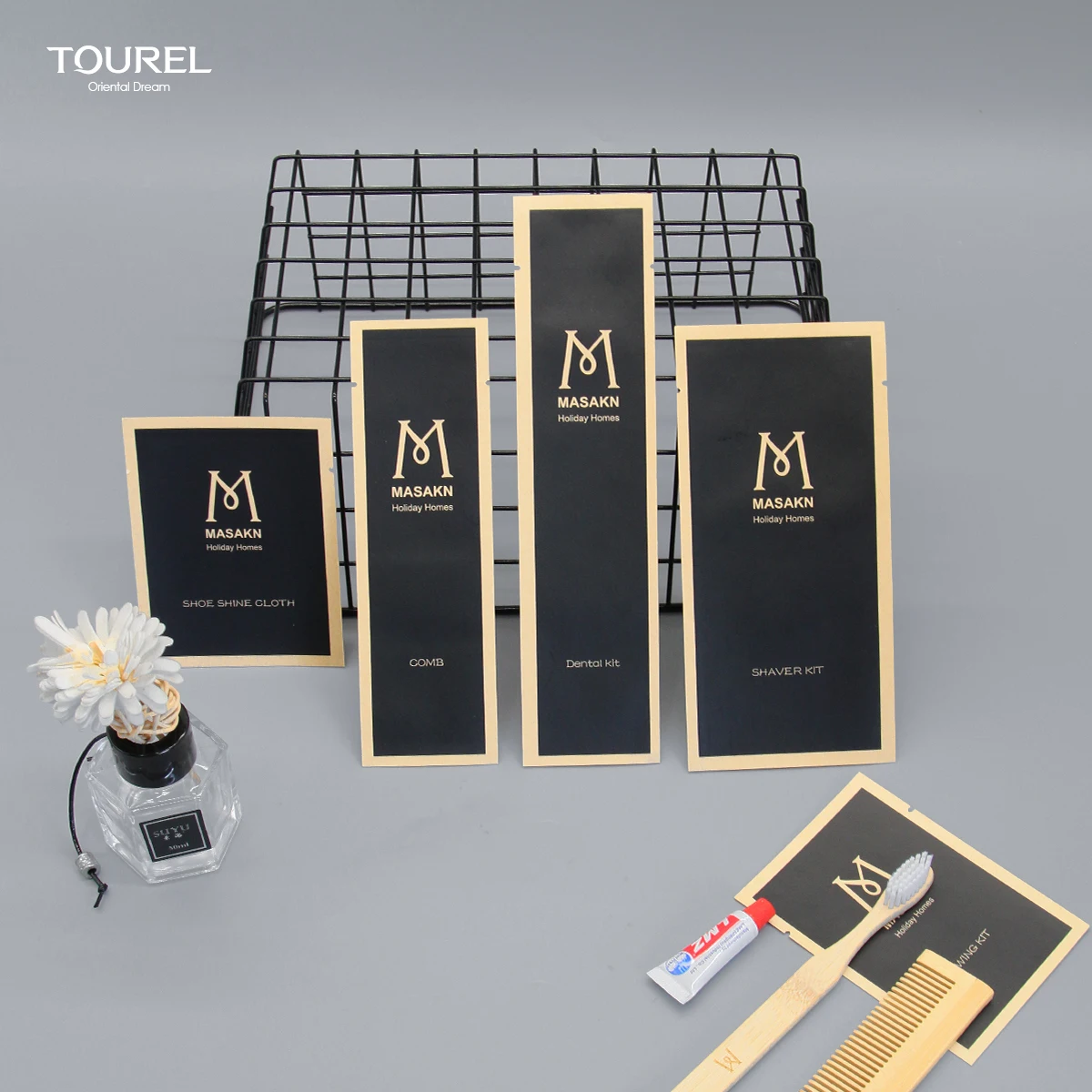 อุปกรณ์อำนวยความสะดวกสำหรับโรงแรมหรูแบบพกพาและรีไซเคิลได้ ของใช้ในห้องน้ำแบบใช้แล้วทิ้ง สินค้าประเภทแห้ง