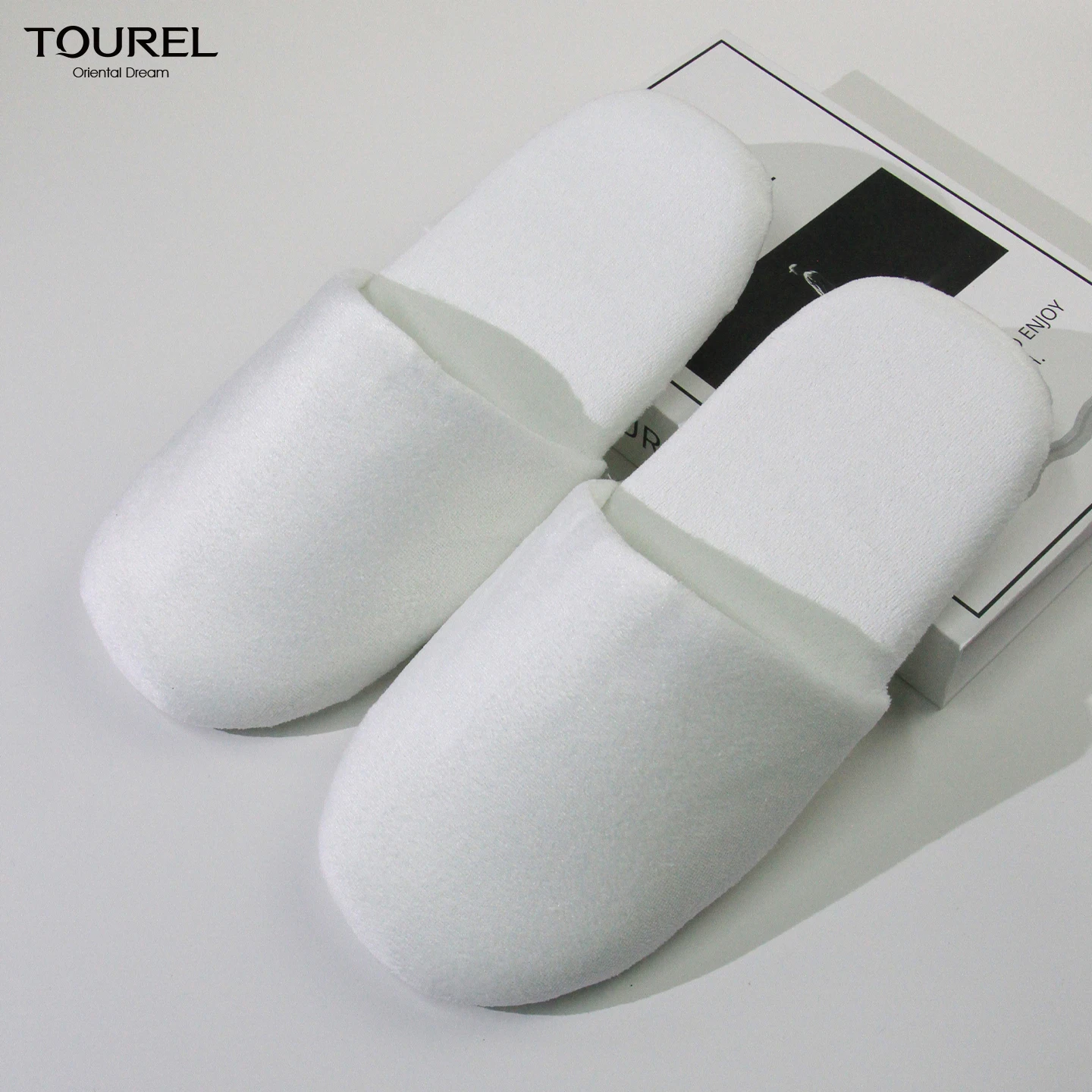White Cut Velvet Cotton Hotel Homestay Beauty Salon High-end Disposable Slippers Comfortable Warmth Eco-friendly Biodegradable