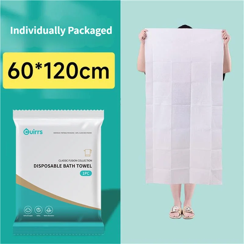 Toalla de baño desechable envuelta individualmente, suave y amigable con la piel, de gran tamaño 70 * 140 cm para spa y salón de belleza