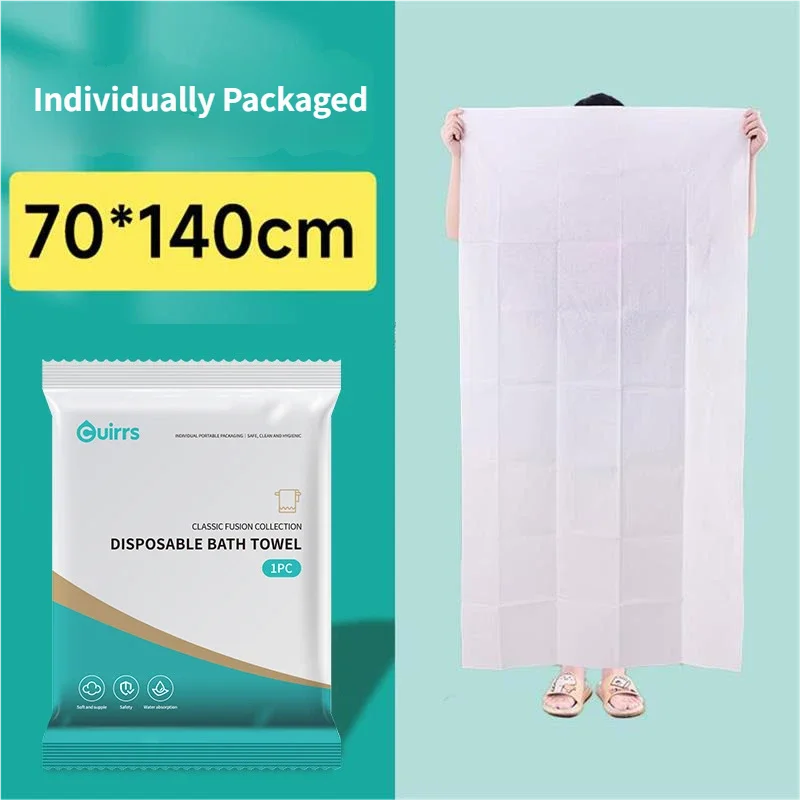 Toalla de baño desechable envuelta individualmente, suave y amigable con la piel, de gran tamaño 70 * 140 cm para spa y salón de belleza