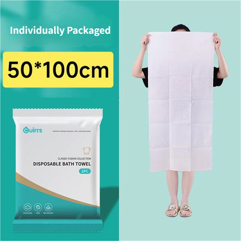 Toalla de baño desechable envuelta individualmente, suave y amigable con la piel, de gran tamaño 70 * 140 cm para spa y salón de belleza