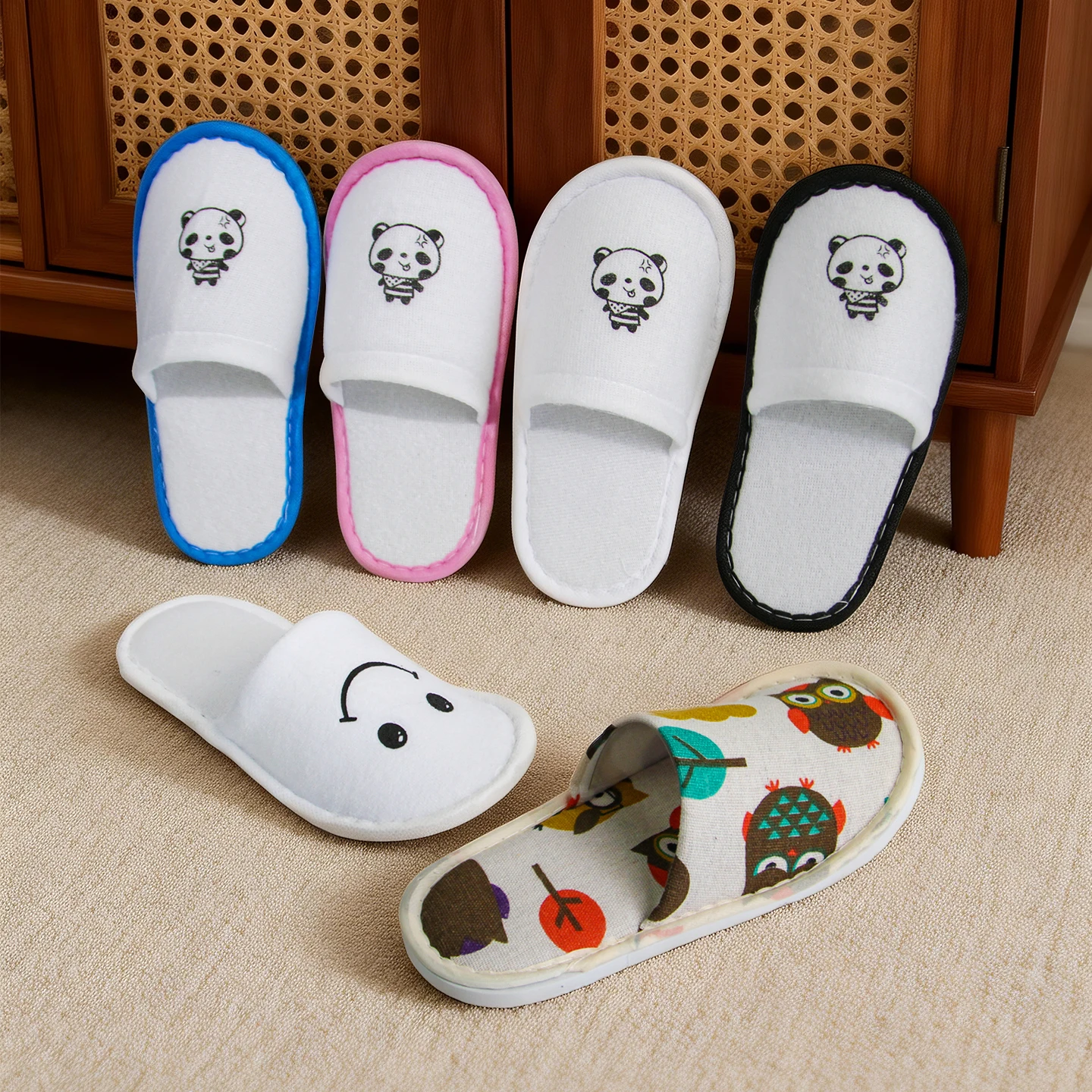 Factory Wholesale Kid Hotel Slippers Nap Cloth Anti-slip Eva Sole Cheap Disposable Spa Slippers