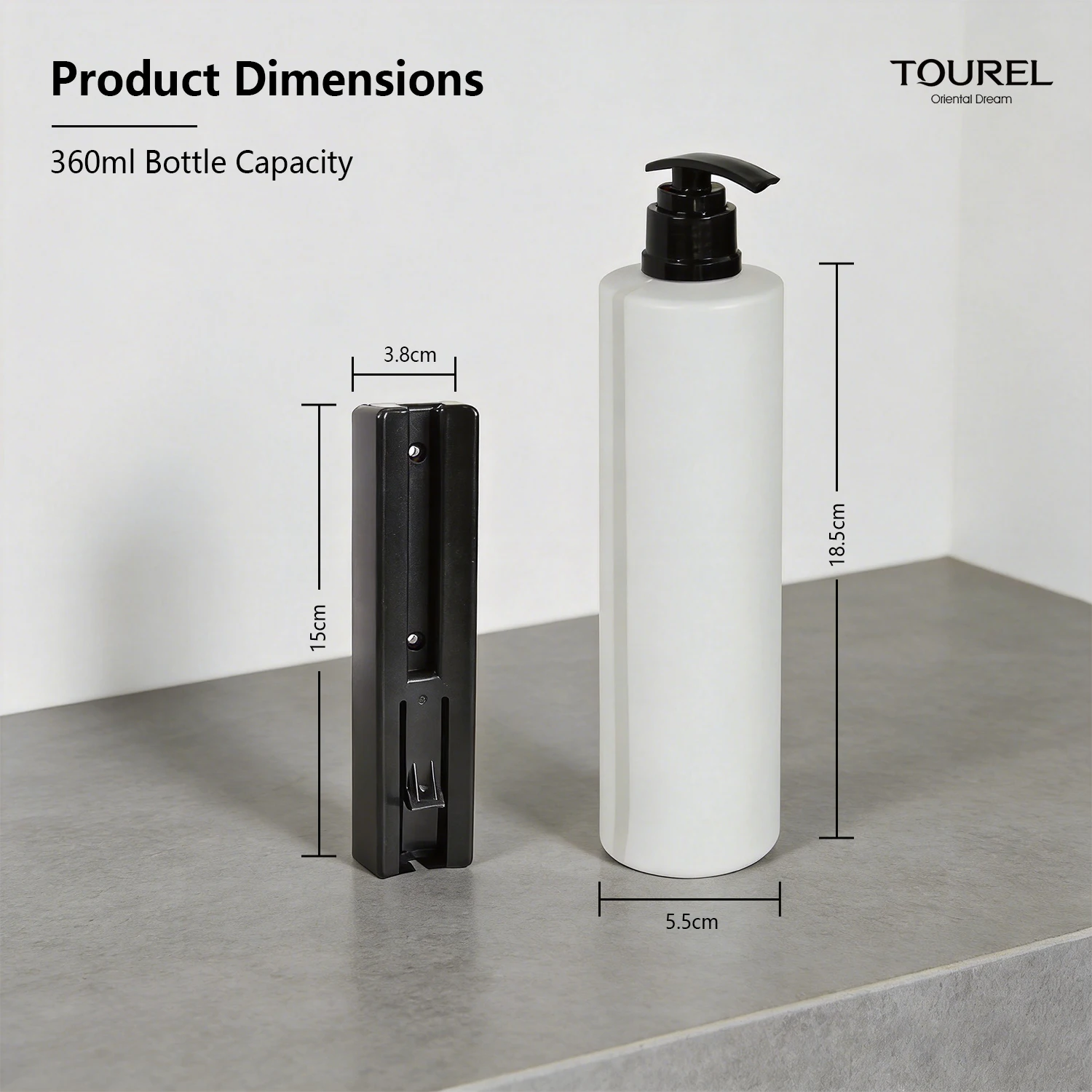 Dispensador de champú y gel de ducha de 360 ml para baño de hotel, montado en pared, con logotipo personalizado al por mayor, juego de 3 botellas