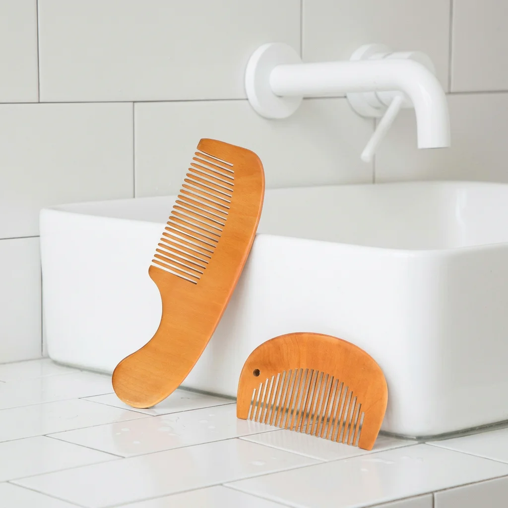 Wholesale Pear Wood Hair Comb Set Natural Anti-static Hair Wooden Comb Durable Detangling Comb Custom Logo For Hotel