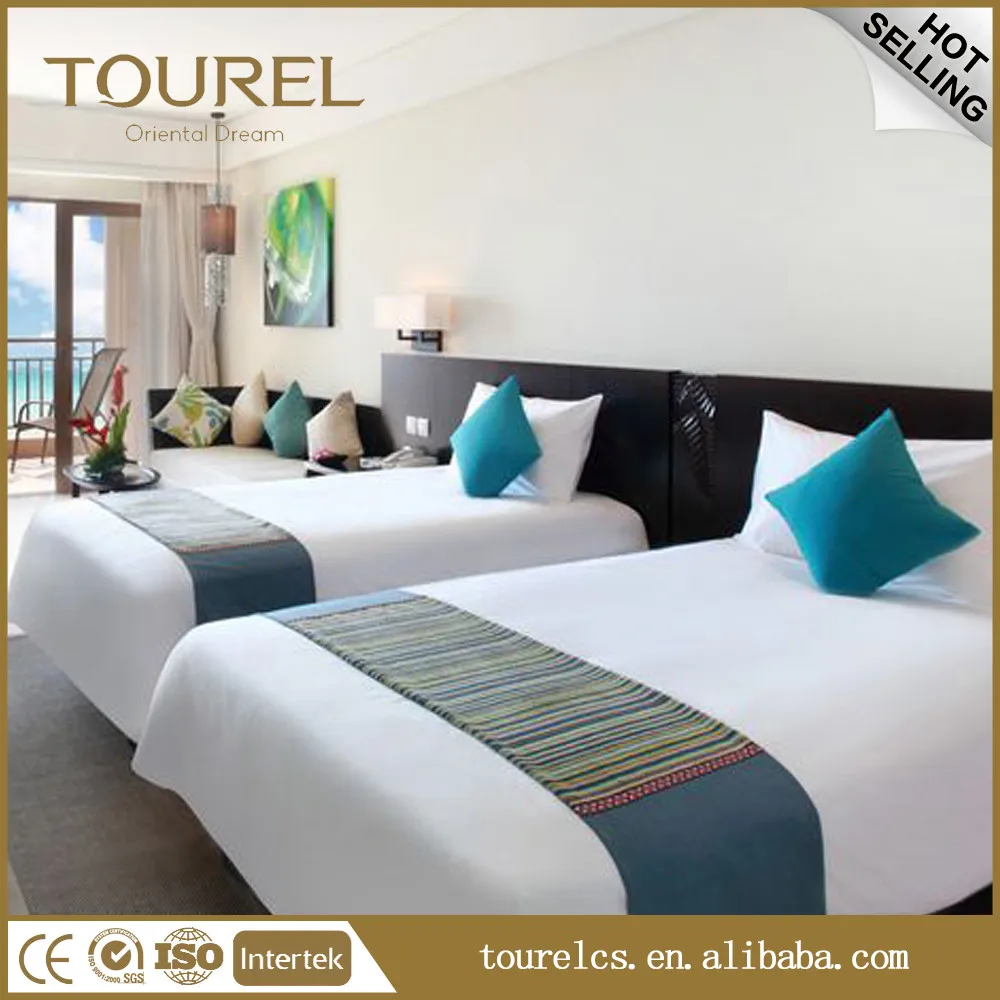 مصنع صيني 250tc قطن 100% شريط ساتان 3سم طقم ملاءات سرير/شريط ساتان مفرش سرير فندقي