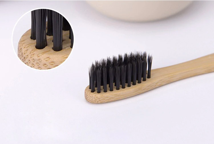 Biodegradable Bamboo Toothbrush With Medium Soft Bristle Custom Private Laser Logo Disposable Feature For Hotels