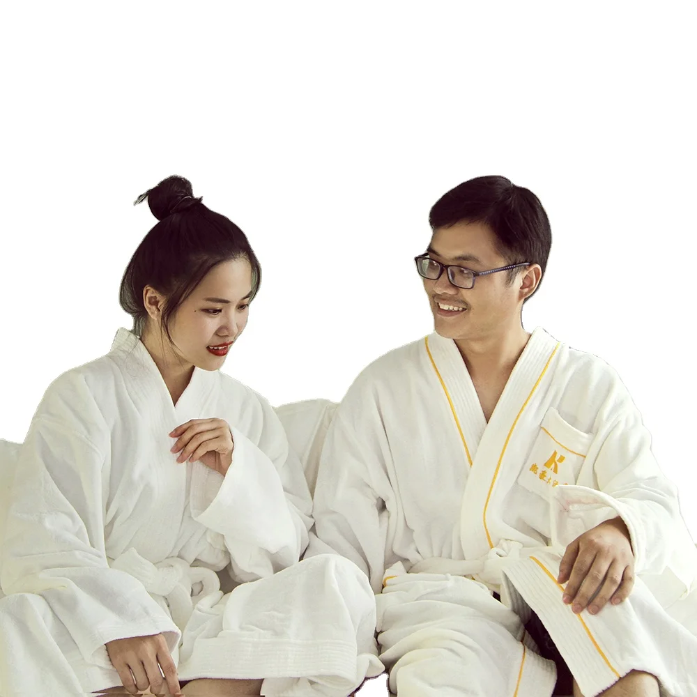 Customized 100% Cotton Luxury Cut Pile Hotel Bathrobe For Women And Man