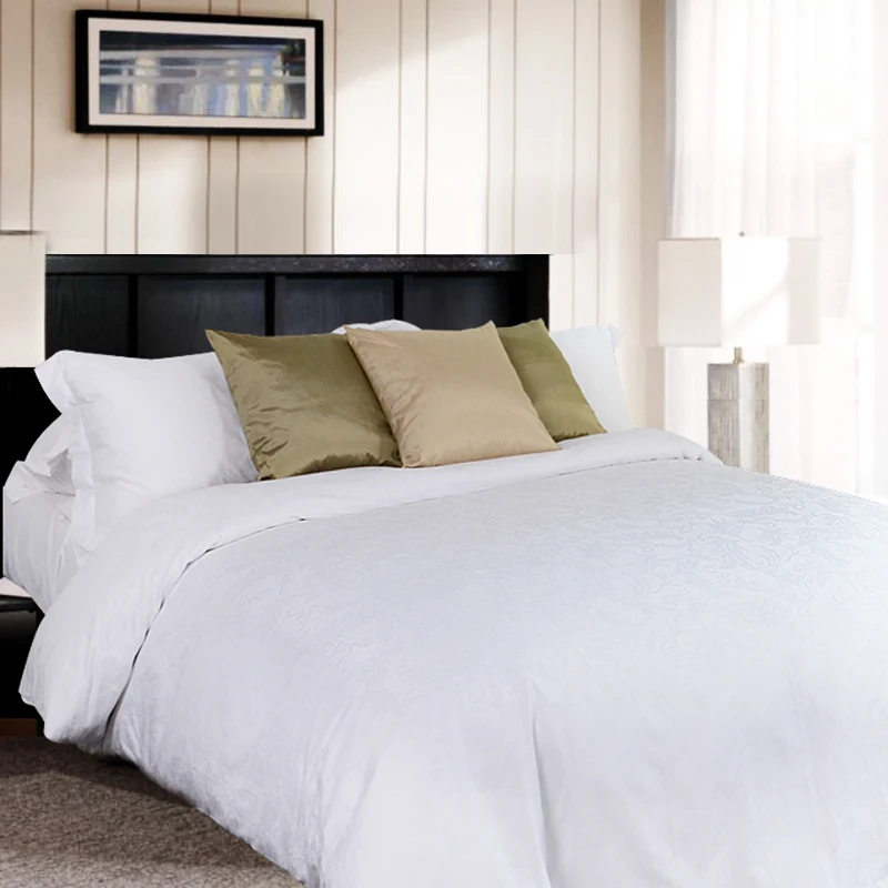 Juego de Ropa de Cama de Lino con Rayas de Algodón Satín Chino de Lujo de Alta Venta, Tamaño Queen, Rayas de 1 Cm, Liso, Colección Star Hotel, Venta al por Mayor Barata