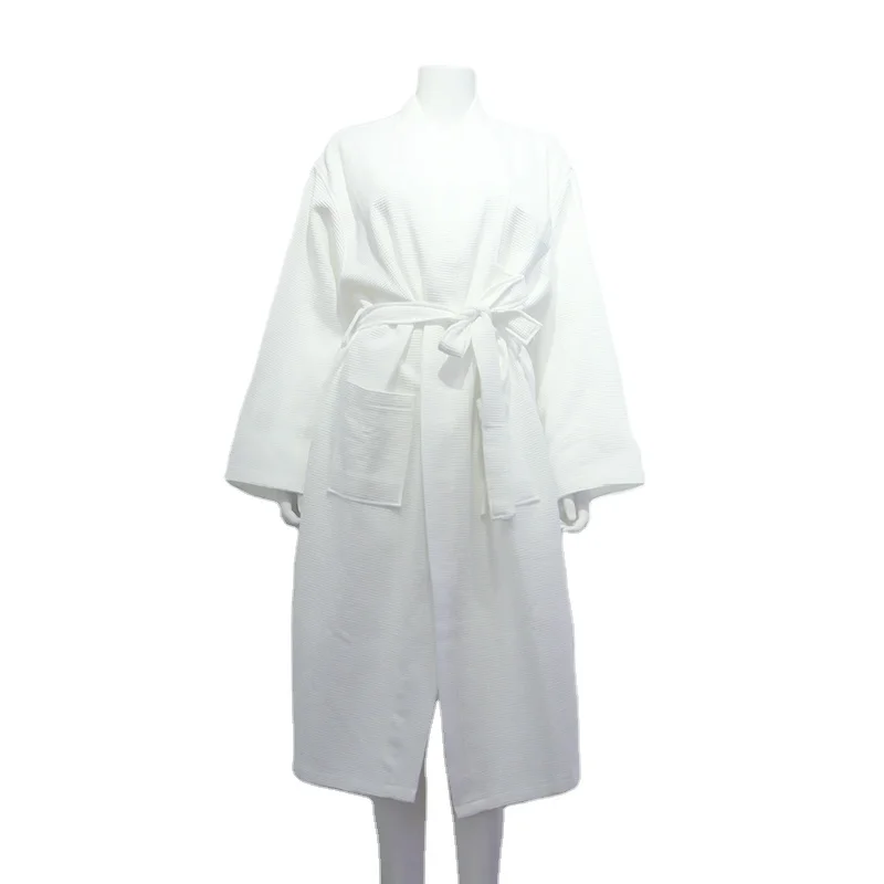 Cotton 5 Star Hilton Ladies V-neck Coral Fleece Bathrobe Fashion Fancy Hotel New Design Shawl Collar For Summer Spring
